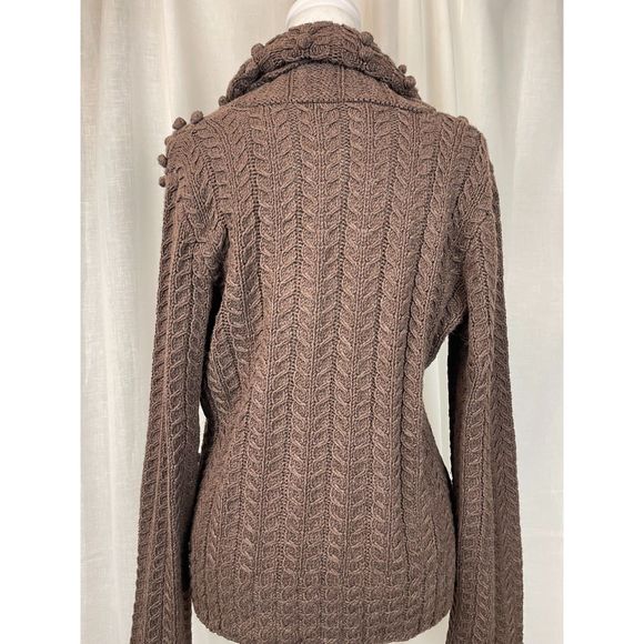 TapeMeasure Anthropology Brown 3D Textured Knit Sweater – Size L, Cozy & Unique - Picture 2 of 7
